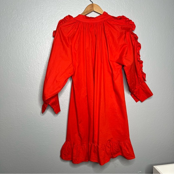 Karlie red Orange Ruffled Women's Dresss sz L - Picture 7 of 7